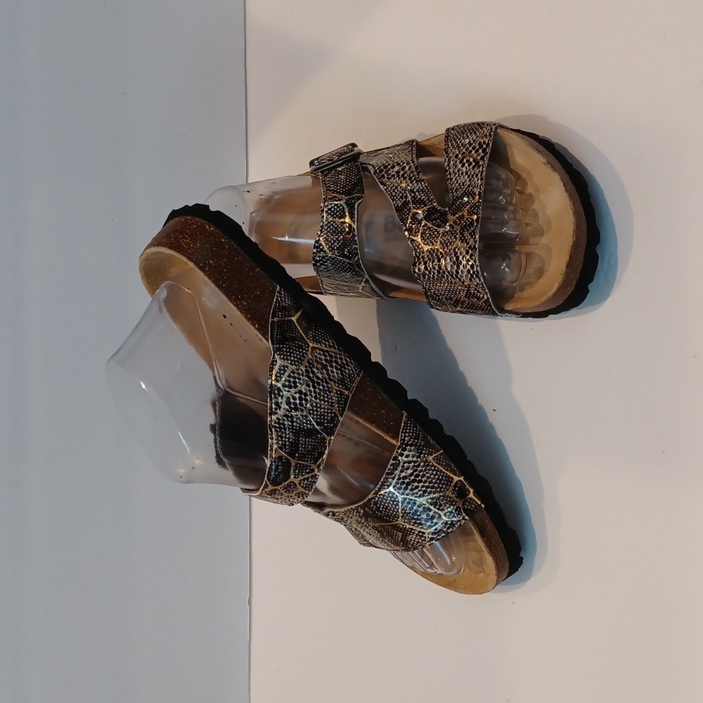 BIRKENSTOCK SNAKE PRINT SANDALS